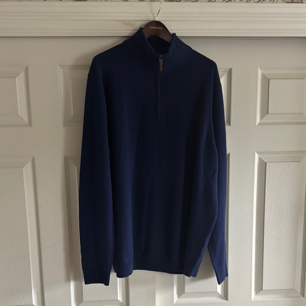 Nordstrom Blue Zip Up Sweater Classic Knit Design